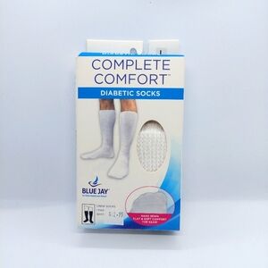 Blue Jay Complete Comfort Diabetic Socks Size Large White 1 Pair New Open Box